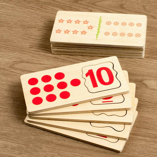 10 Pieces Wooden Counting Blocks Wood Puzzles Matching Game for Toddlers