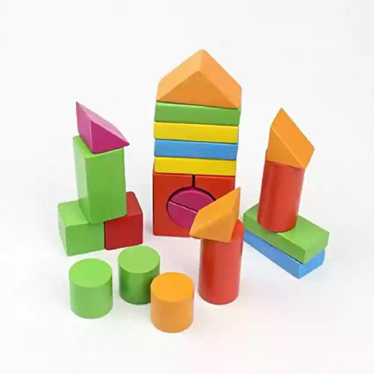 Wooden Building Blocks Set |Educational Preschool Learning Toys with Carrying Bag – 37pcs