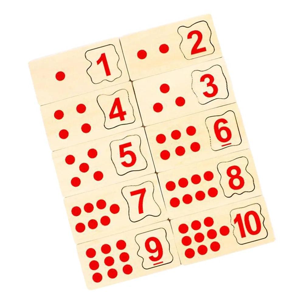 10 Pieces Wooden Counting Blocks Wood Puzzles Matching Game for Toddlers