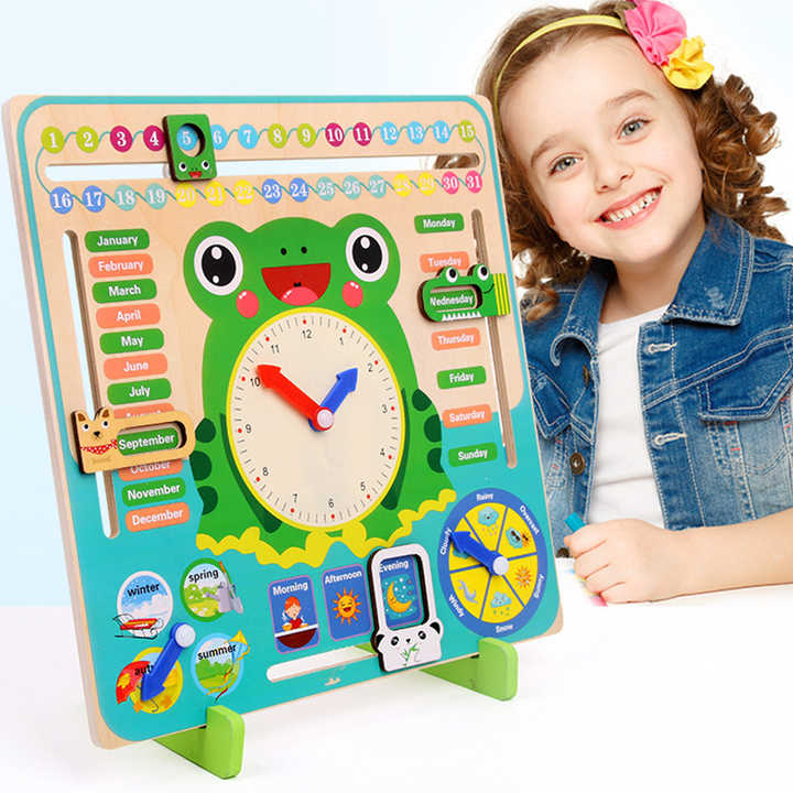 Wooden Creative Calendar & Clock Board