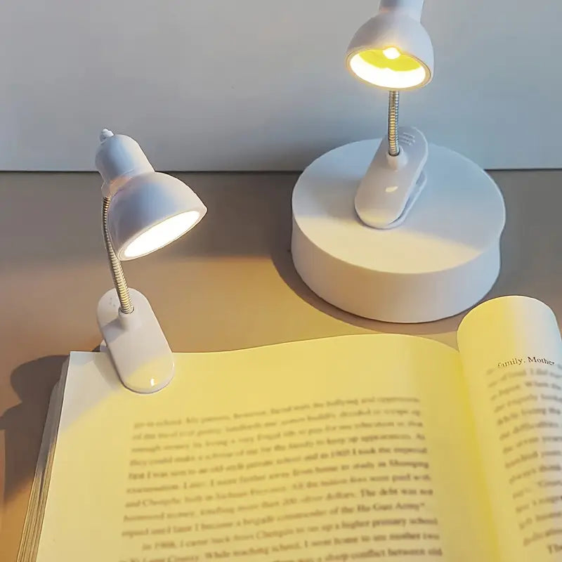 Mini Portable Clip Book Light, LED Warm Light Night Reading Light, Adjustable Reading Light with Battery