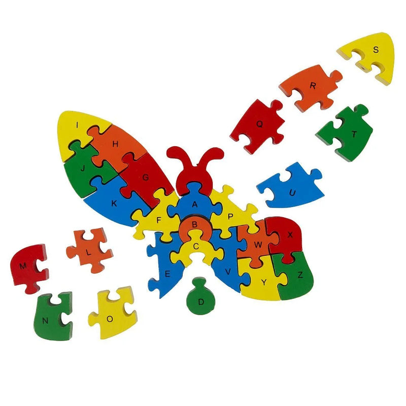 Butterfly Wooden Educational Alphabet & Numbers Jigsaw Puzzle