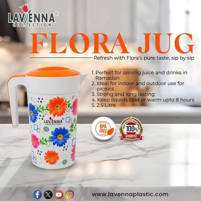 Flora Printed Water Jug 2.5 Litres