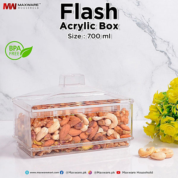 Flash Acrylic Jar Box 700 Ml With Lid (For Dry fruits)