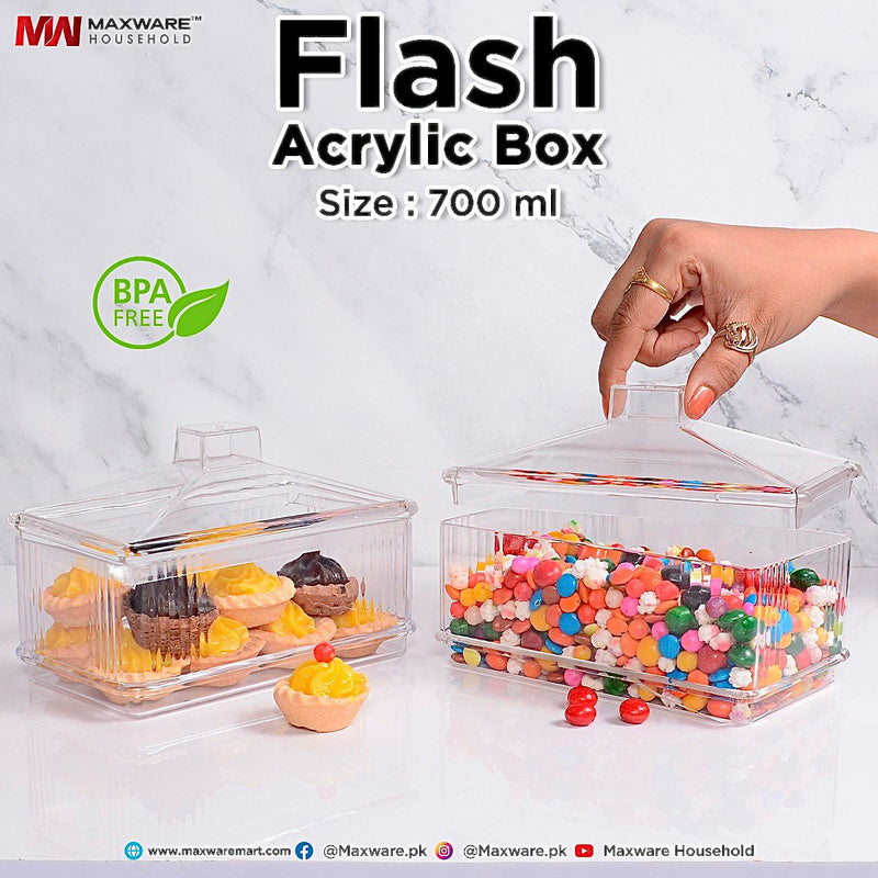 Flash Acrylic Jar Box 700 Ml With Lid (For Dry fruits)