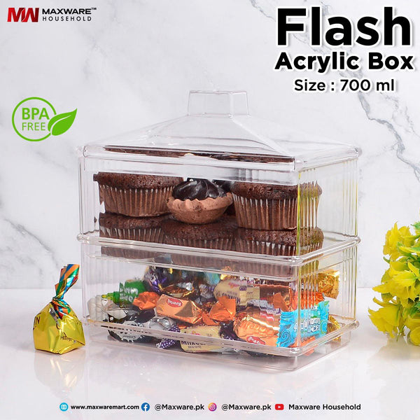 Flash Acrylic Jar Box 700 Ml With Lid (For Dry fruits)