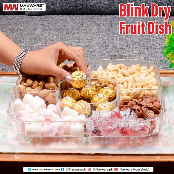 Blink Acrylic 5 Portions Dry Fruits Dish With Lid