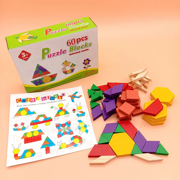 Kids Wooden Puzzle Block 60pcs for Kids