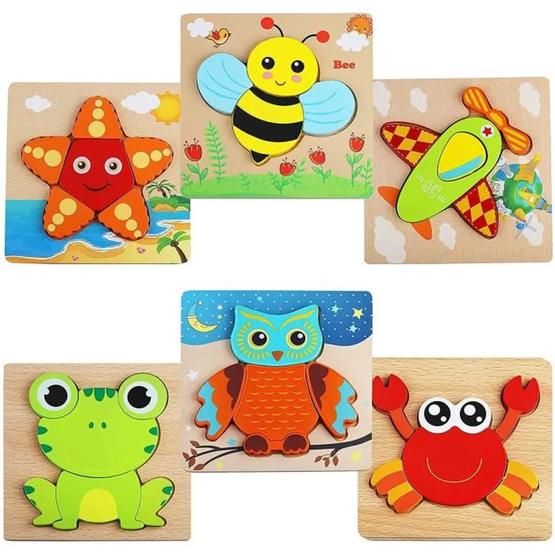 Kids Wooden Educational 4Pcs Jigsaw Picture Puzzle Single Piece