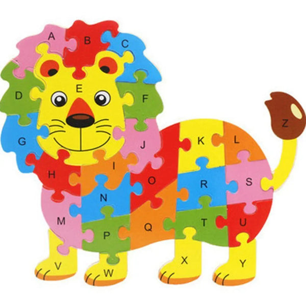 Lion Wooden Educational Alphabet & Numbers Jigsaw Puzzle