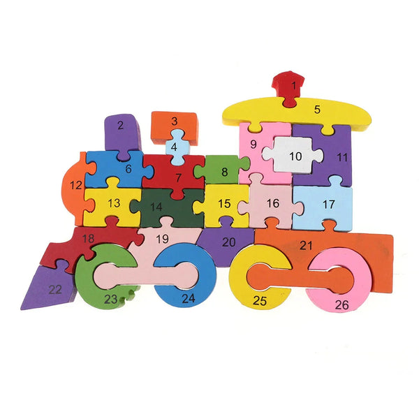 Wooden Educational Train Alphabet & Numbers Jigsaw Puzzle