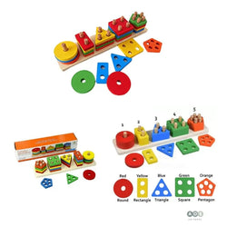 Wooden Learning Educational Geometric Shape Sorter Set of 5