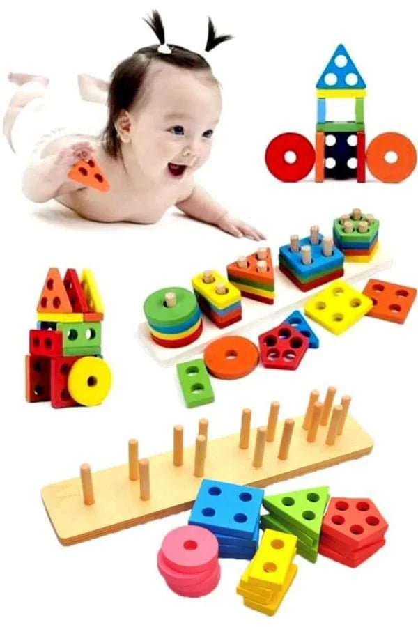 Wooden Learning Educational Geometric Shape Sorter Set of 5