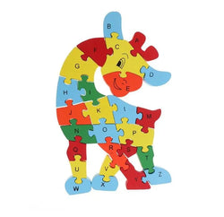 Giraffe Shaped Wooden Alphabets And Number Puzzle