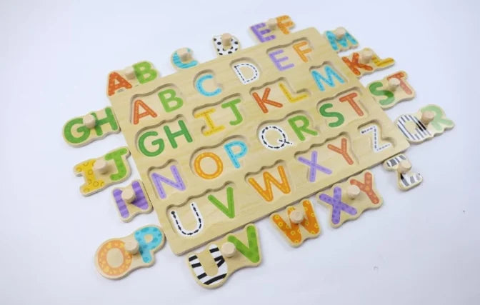 Thick Wooden Capital Alphabets Peg Board