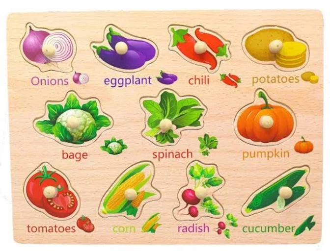 Vegetable Pegboard Plate Kids Learning Education Toys