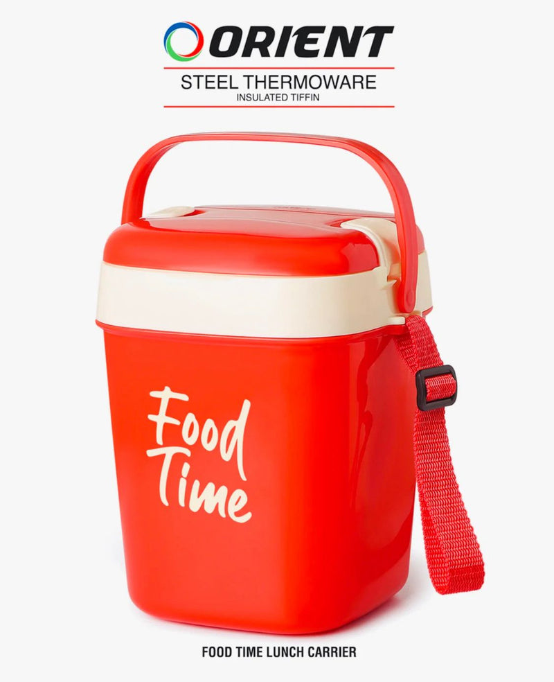 Food Time Lunch Carrier Tiffin with Handle and Strap (2 Steel Inner Bowls with 1 Salad Bowl)