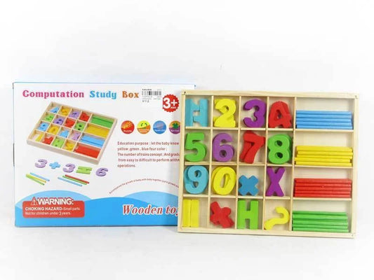 Wooden Computation Study Box for Basic Math Calculations for Children