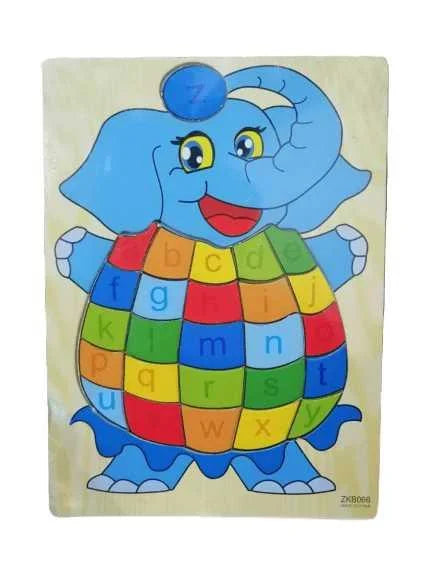 Wooden Educational Alphabet Cartoon Elephant Puzzle for kids