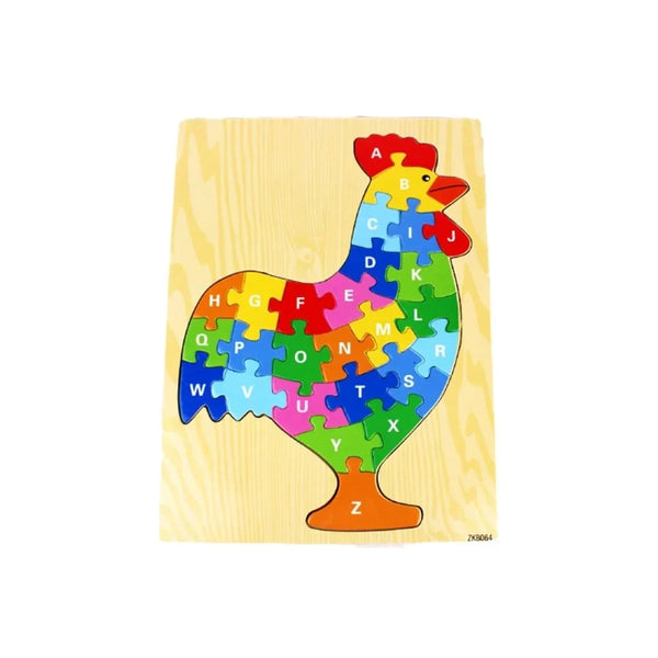 Wooden Educational Alphabet Cartoon Chicken Puzzle for kids