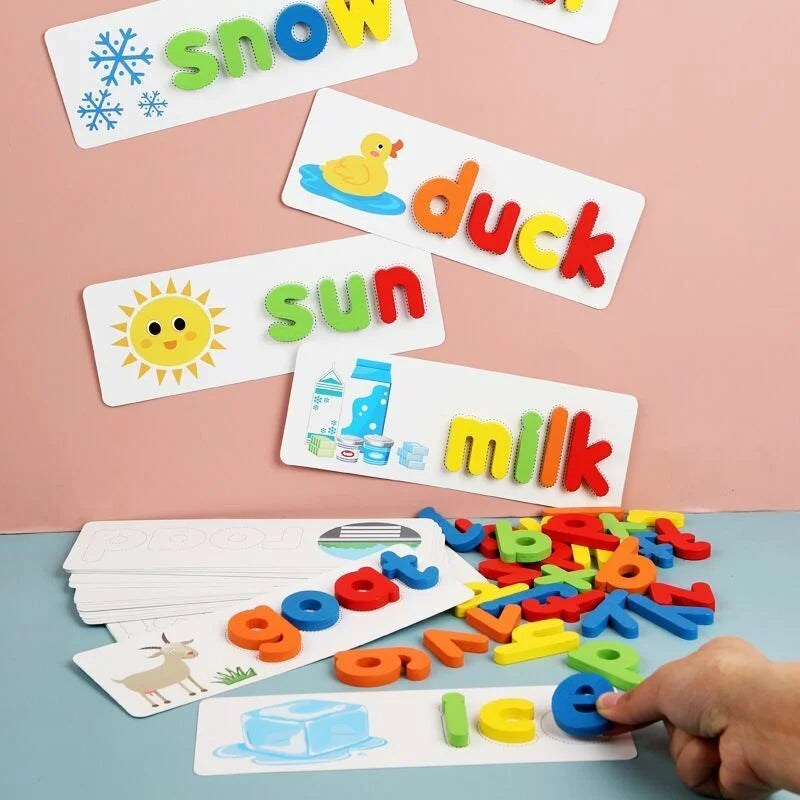 Wooden Educational Learning English Kids Spelling Game Toy