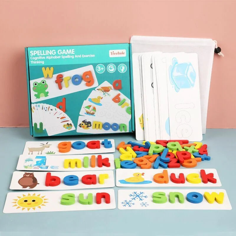 Wooden Educational Learning English Kids Spelling Game Toy