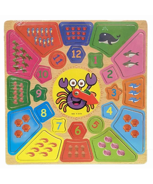 Wooden Educational Square Shape Clock Toy