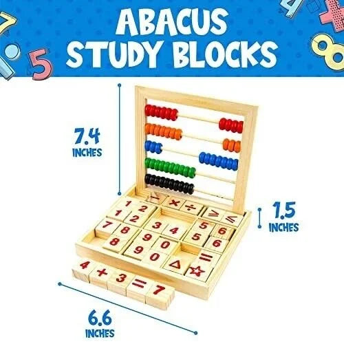 Wooden Frame Abacus Multi Color Beads with Building Blocks