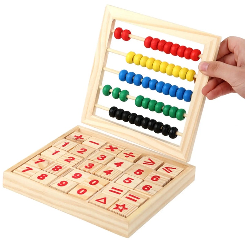 Wooden Frame Abacus Multi Color Beads with Building Blocks