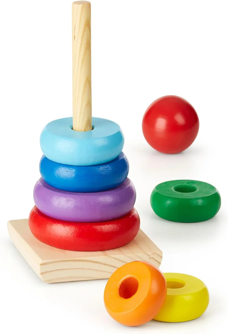 Wooden Rainbow Stacker Tower Ring Educational Toy