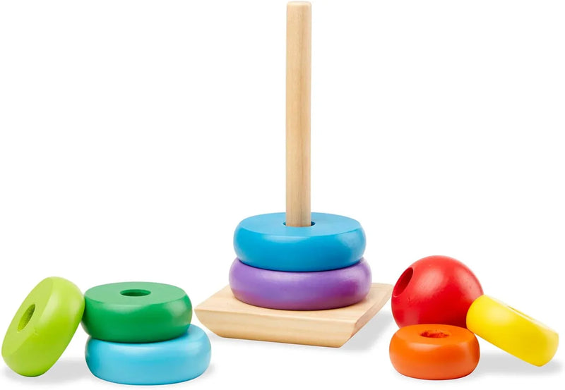 Wooden Rainbow Stacker Tower Ring Educational Toy