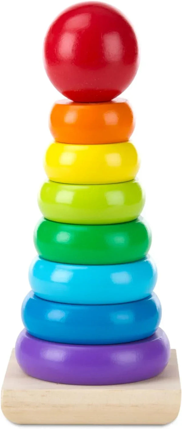 Wooden Rainbow Stacker Tower Ring Educational Toy