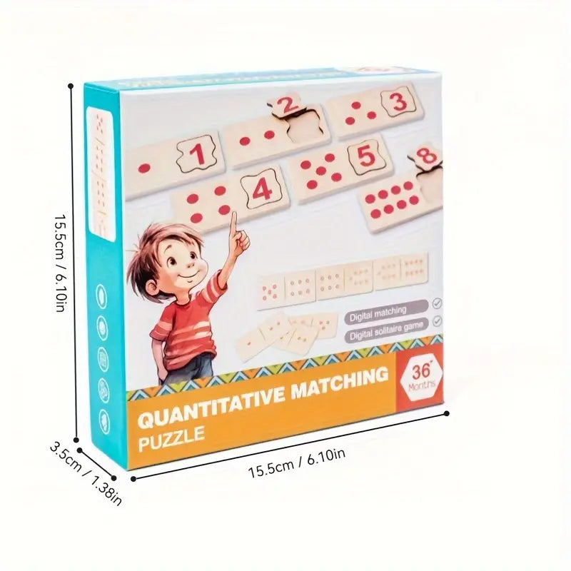 10 Pieces Wooden Counting Blocks Wood Puzzles Matching Game for Toddlers