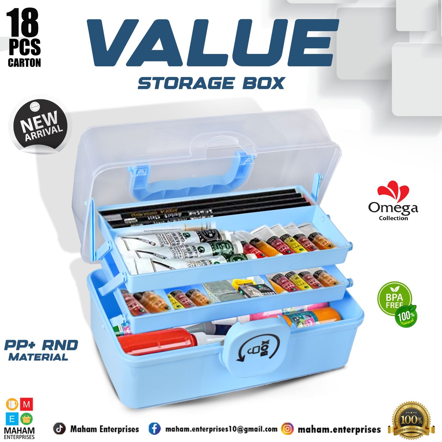3-Layer Value Storage Box for Cosmetics, Jewelry & Tools