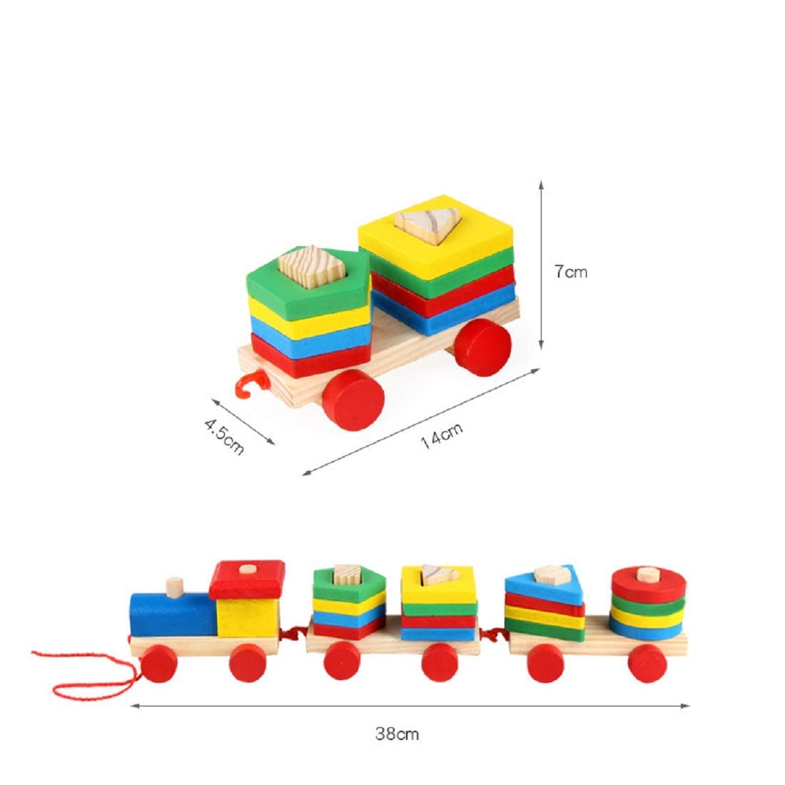 Wooden Multicolor Geometric Shapes Sorting Train
