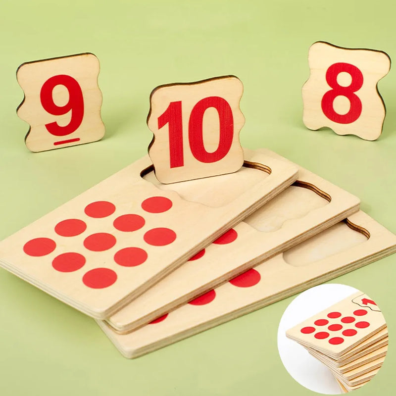 10 Pieces Wooden Counting Blocks Wood Puzzles Matching Game for Toddlers