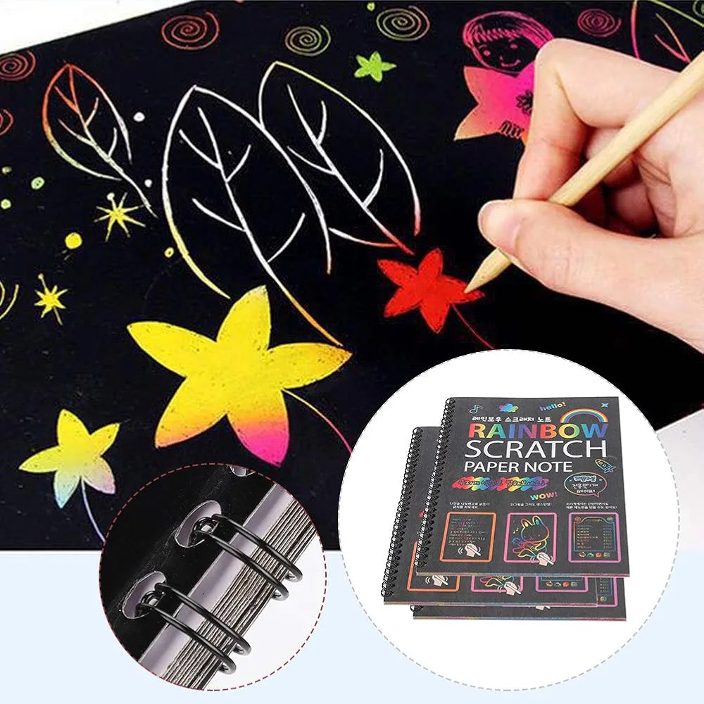 Rainbow Scratch Paper Note Pad Magic Doodle Notebook