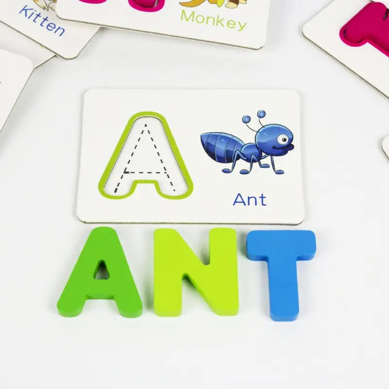 English Letter Learning Cards with Alphabet Pegs