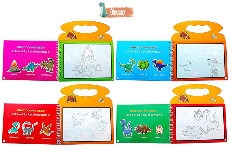 Pack of 2 - Children's Cartoon Water Magic Painting Book with Marker