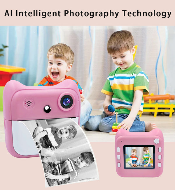 Kids Instant Print Selfie Camera – Digital Video & Inkless Thermal Printer