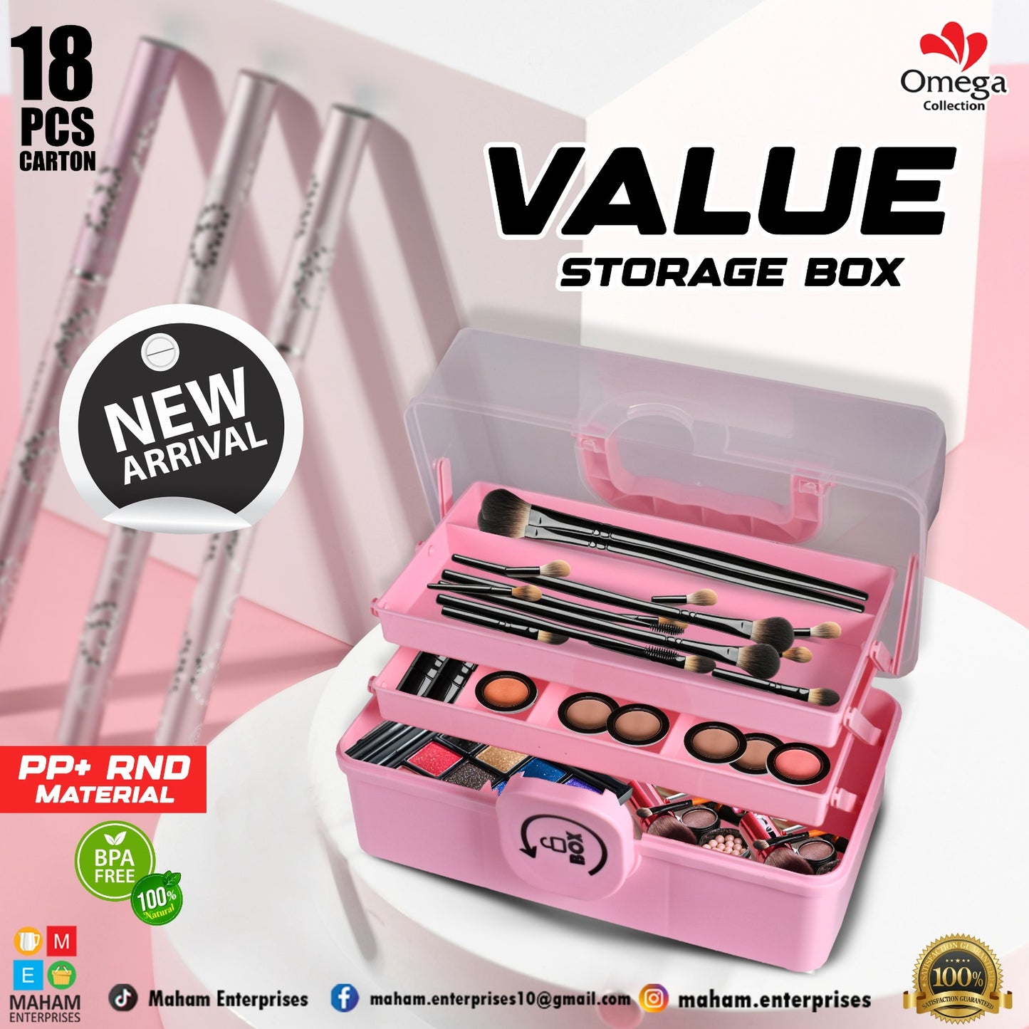 3-Layer Value Storage Box for Cosmetics, Jewelry & Tools
