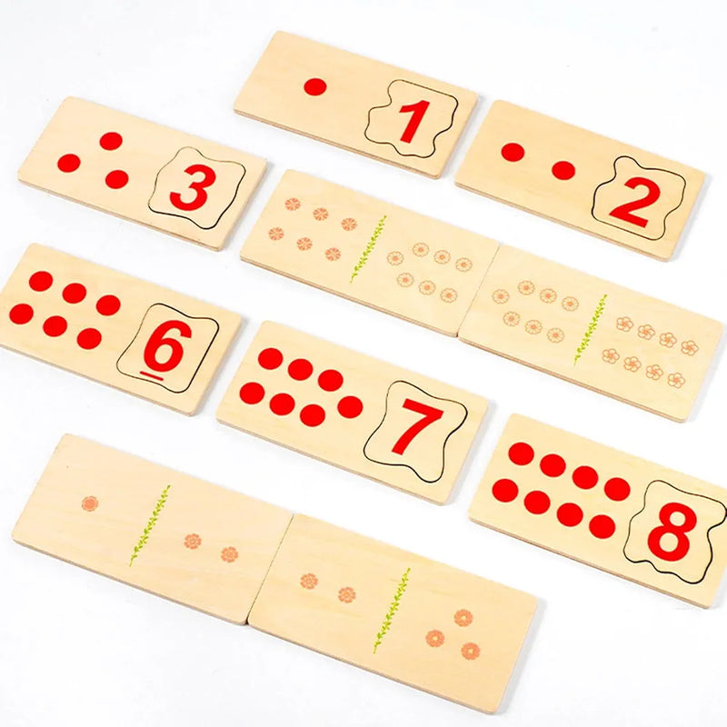 10 Pieces Wooden Counting Blocks Wood Puzzles Matching Game for Toddlers