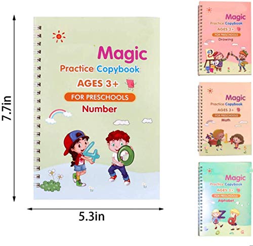 Sank Magic Practice Copybook Pen for Preschools Kids 4-Pcs (With 10 Refills)