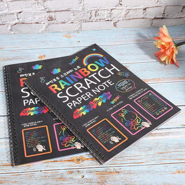 Rainbow Scratch Paper Note Pad Magic Doodle Notebook