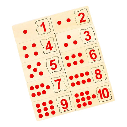 10 Pieces Wooden Counting Blocks Wood Puzzles Matching Game for Toddlers
