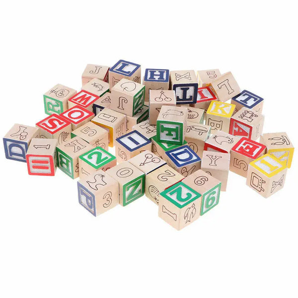 Wooden Alphabet ABC Blocks 48Pcs