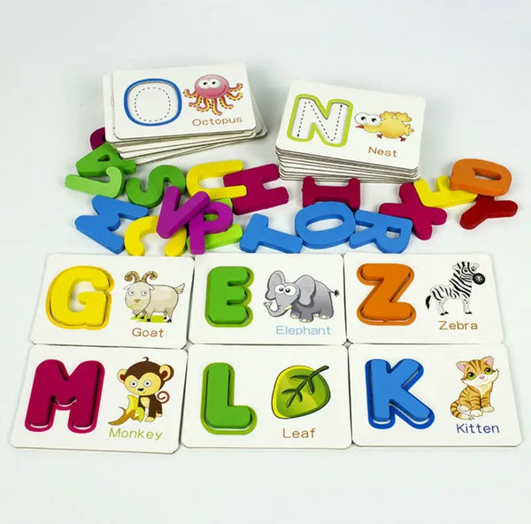 English Letter Learning Cards with Alphabet Pegs