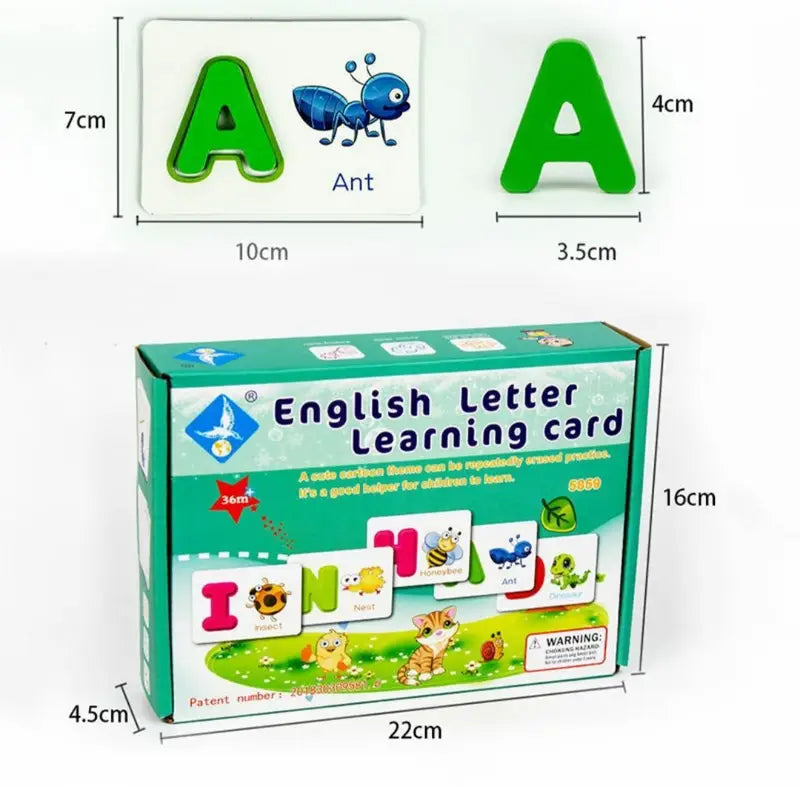 English Letter Learning Cards with Alphabet Pegs